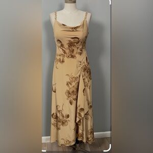Vintage Women’s Silky Cream Floral Slip Dress size small